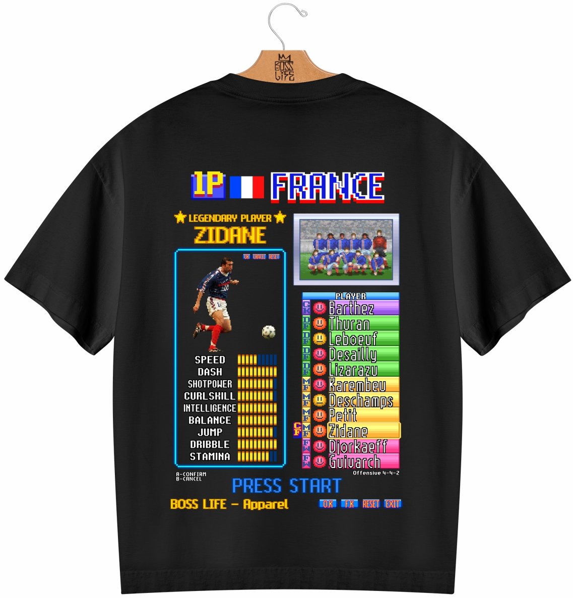 Camiseta Oversized Legends Card Zidane Frente e Costas – Boss Life