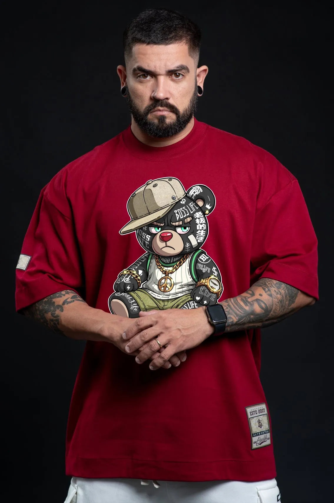 Camiseta Oversized Boss Life Rap Bear 2