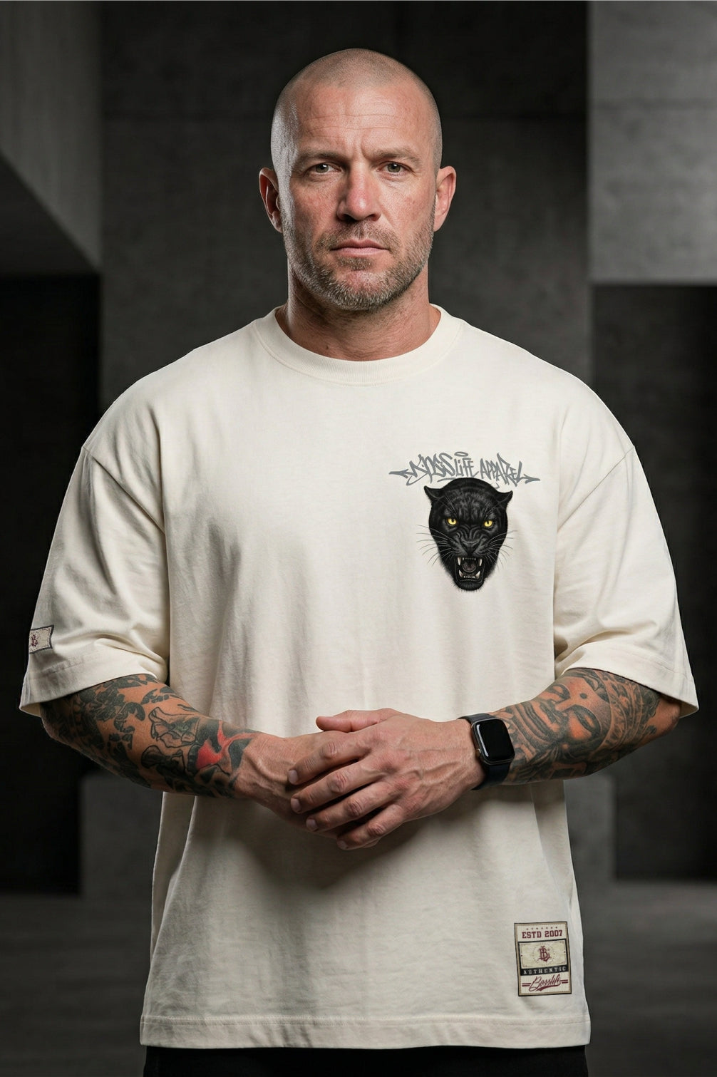 Camiseta Oversized Black Panther Boss Life (Frente e Costas)