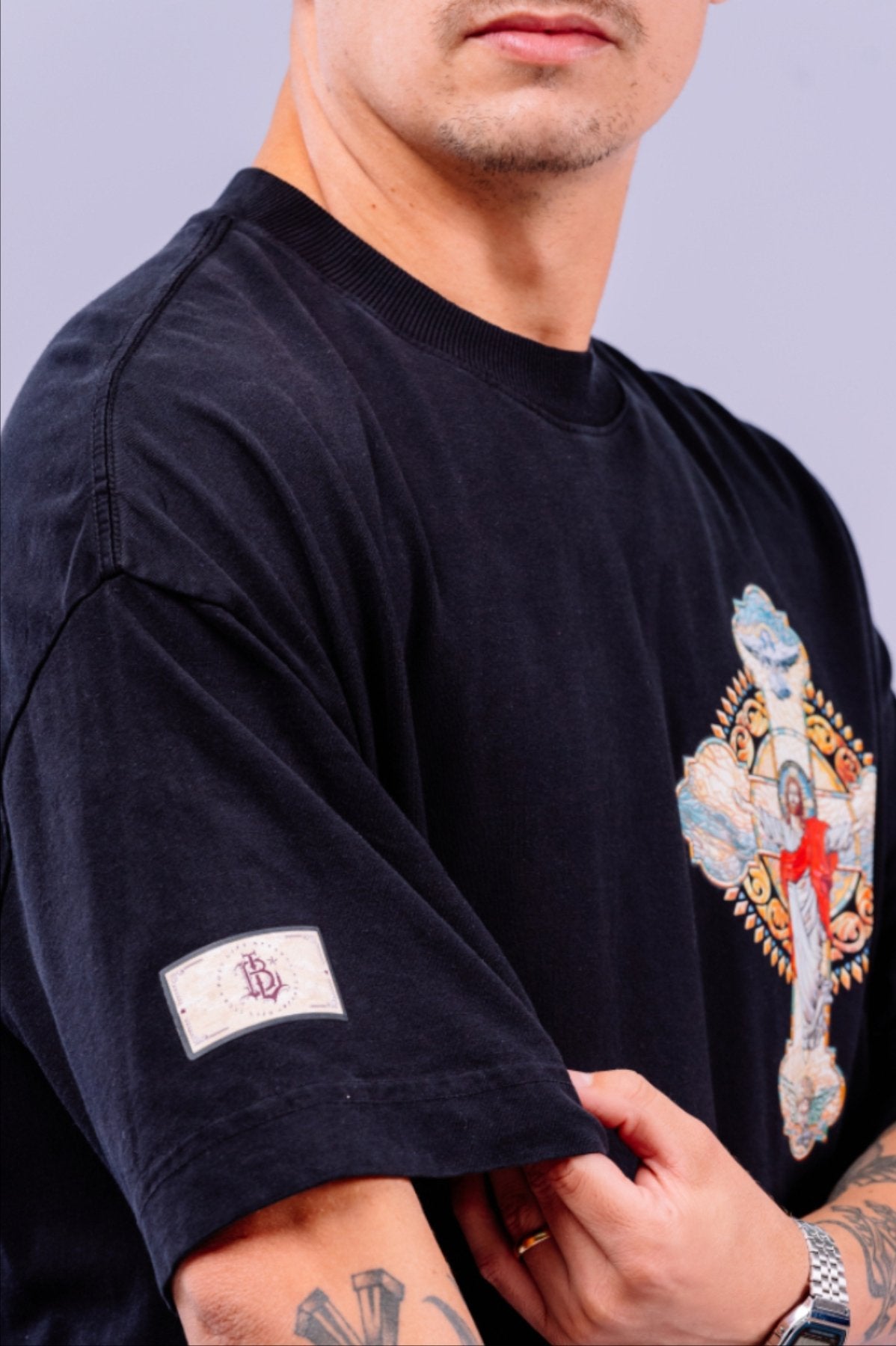 Camiseta Oversized Cristo Bl Faith Frente e Costas