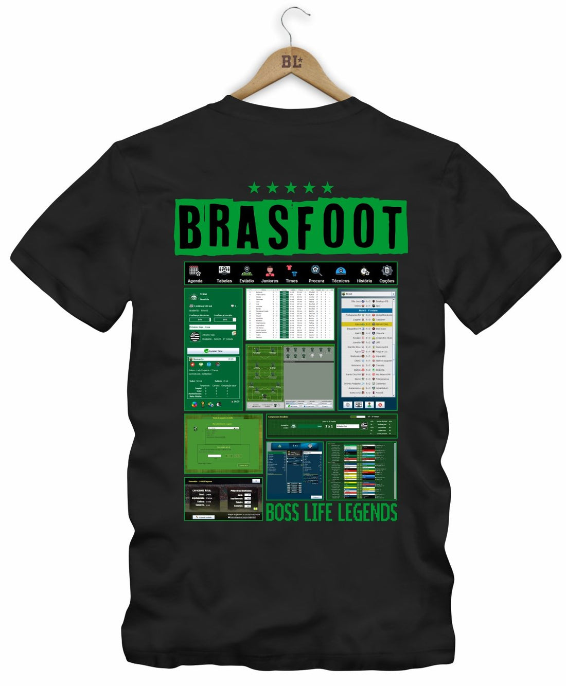Camiseta Legends Brasfoot Manager Frente e Costas