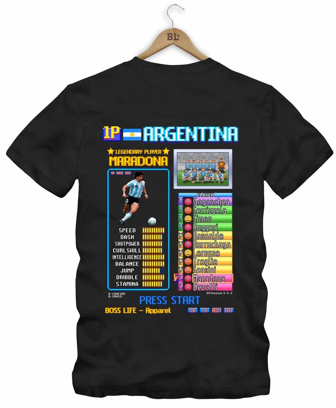 Camiseta Legends Card El Diez Frente e Costas