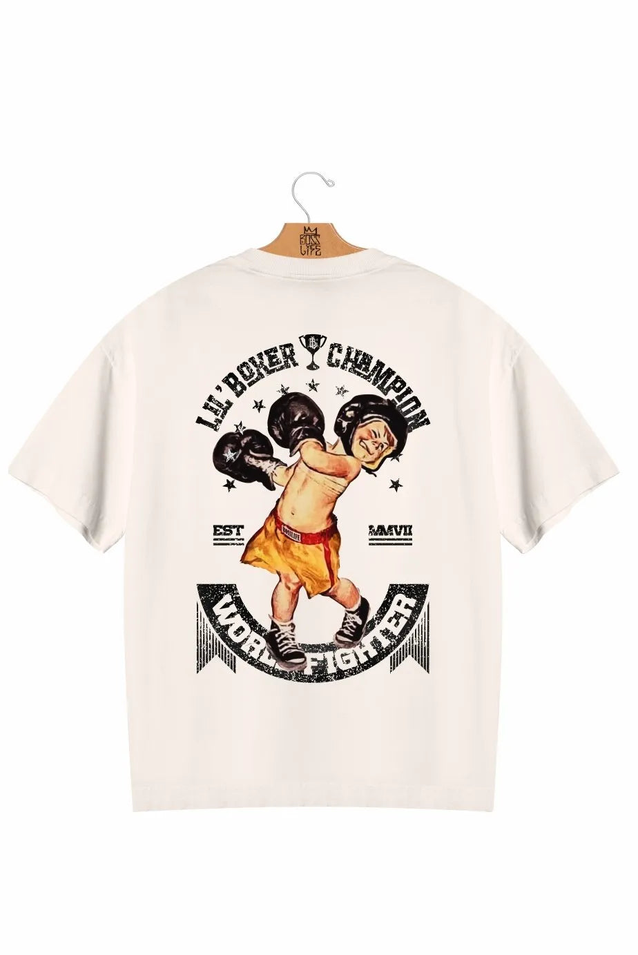 Camiseta Oversized Champion Boxing Frente e Costas – Boss Life