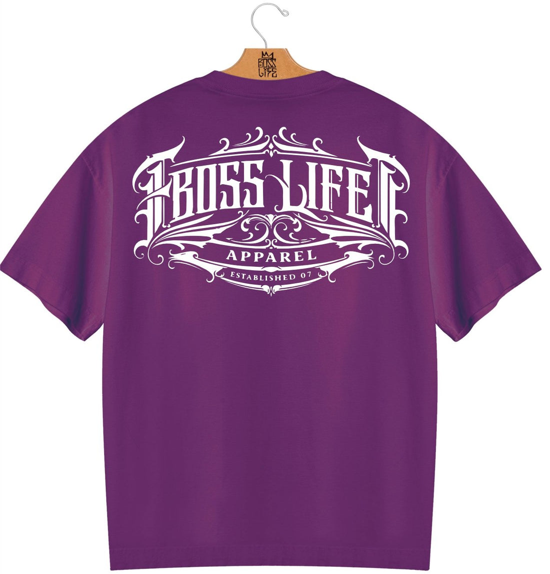 Camiseta Oversized Boss Life Signature Scroll – Frente e Costas