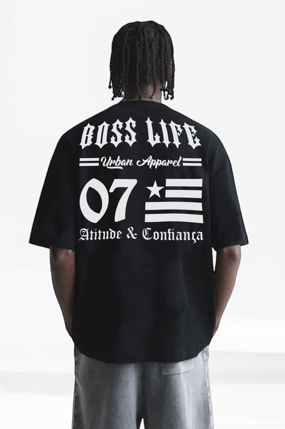 Camiseta Oversized Atitude e Confiança Frente e Costas