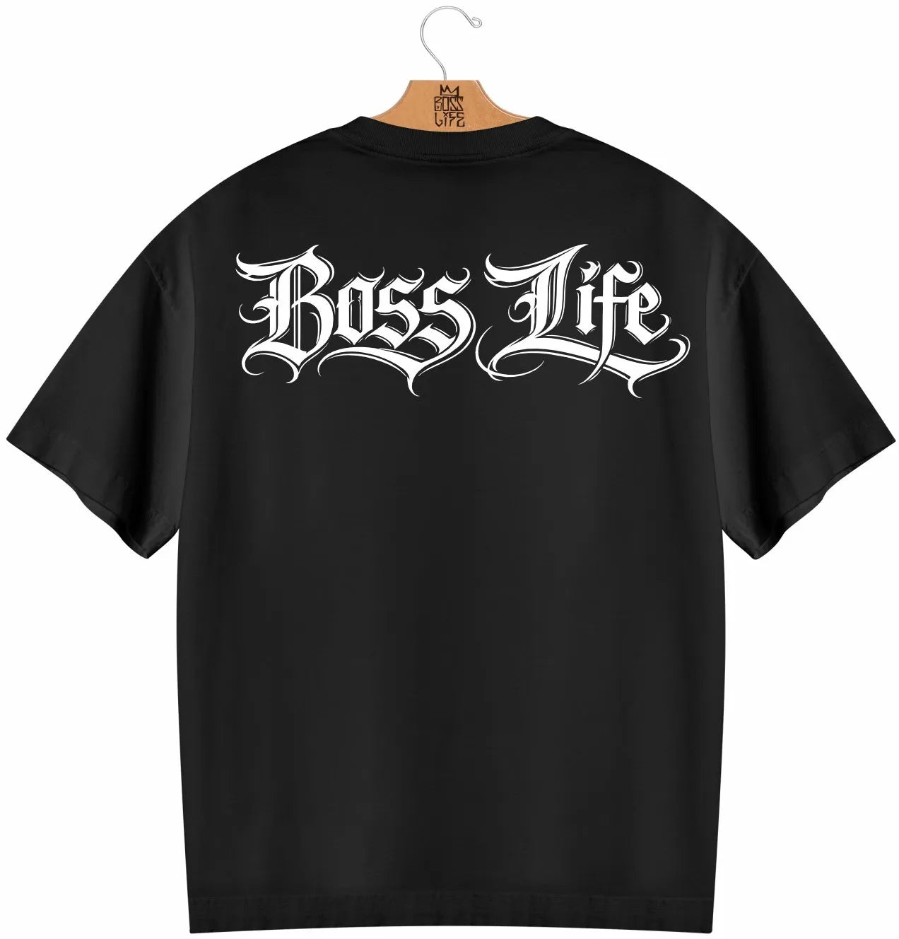 Camiseta Oversized  Boss Life Signature Core 2 Frente e Costas