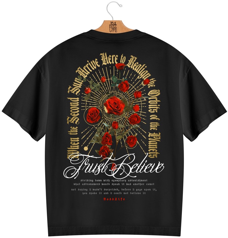 Camiseta Oversized Roses Frente e Costas