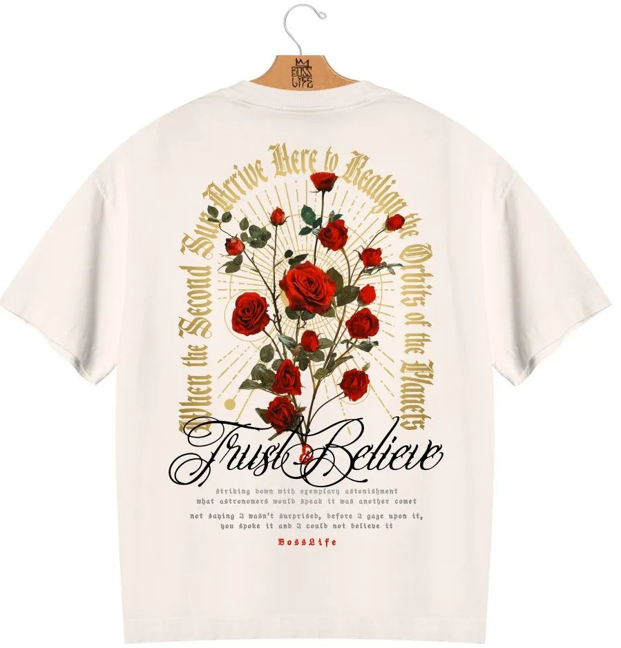 Camiseta Oversized Roses Frente e Costas
