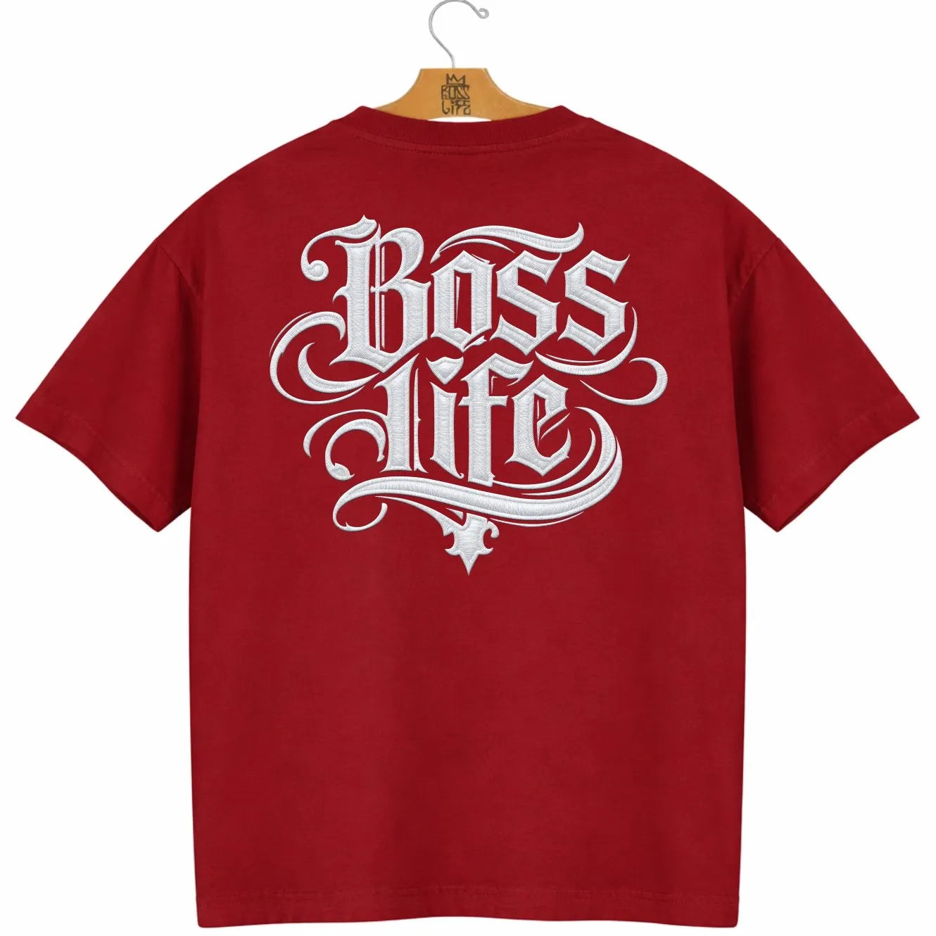 Camiseta Oversized  Boss Life Signature Bold 3 Frente e Costas