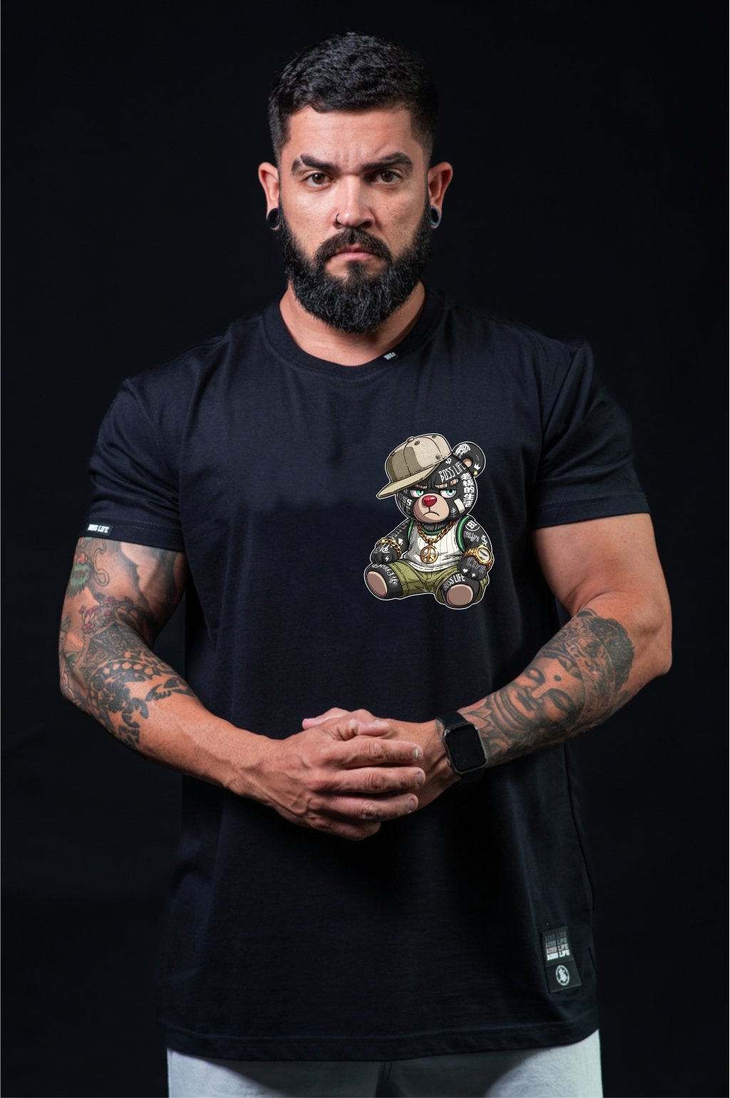 Camiseta Boss Life Rap Bear Frente e Costas
