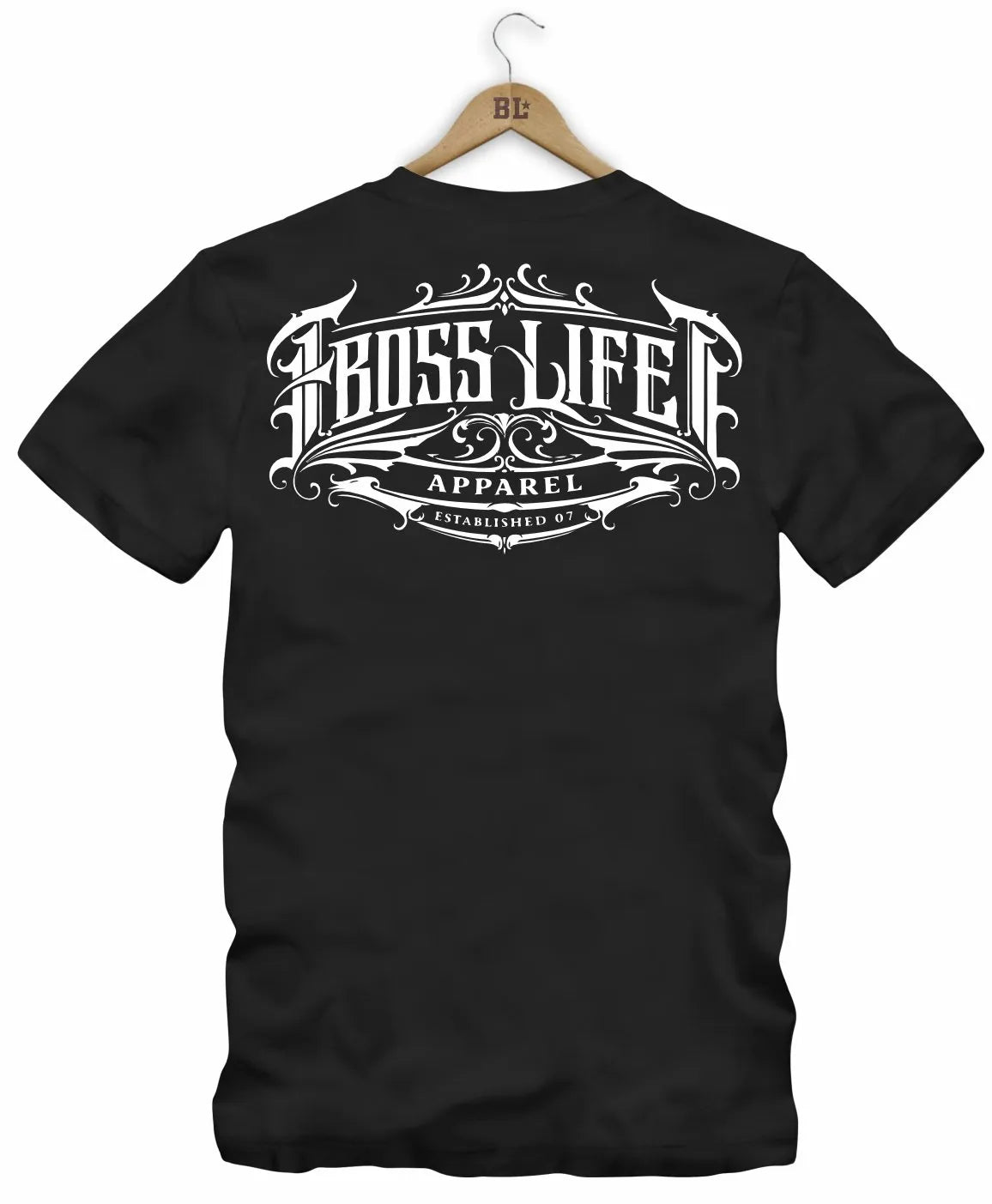Camiseta Boss Life Signature Scroll – Frente e Costa