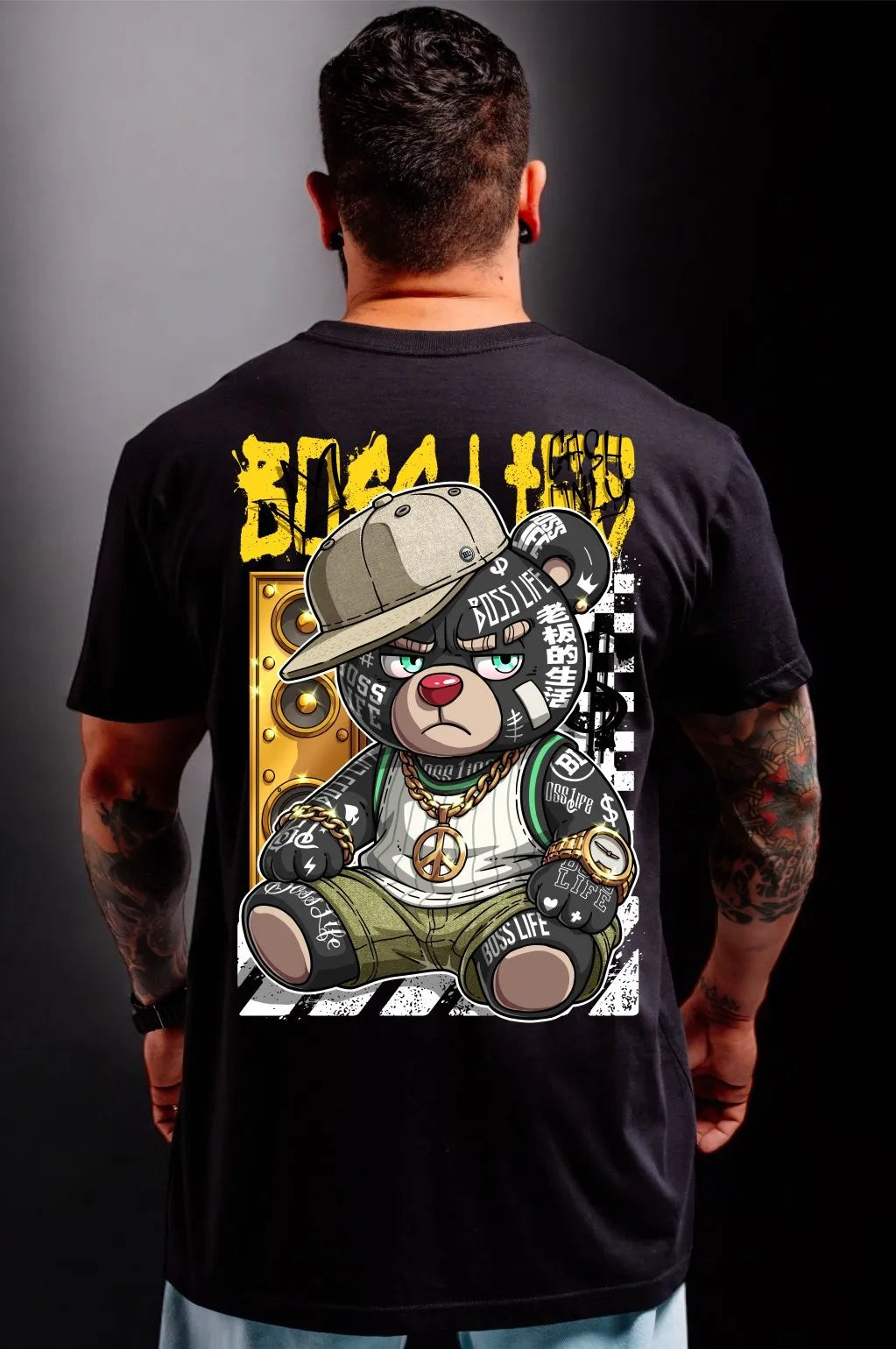 Camiseta Boss Life Rap Bear Frente e Costas
