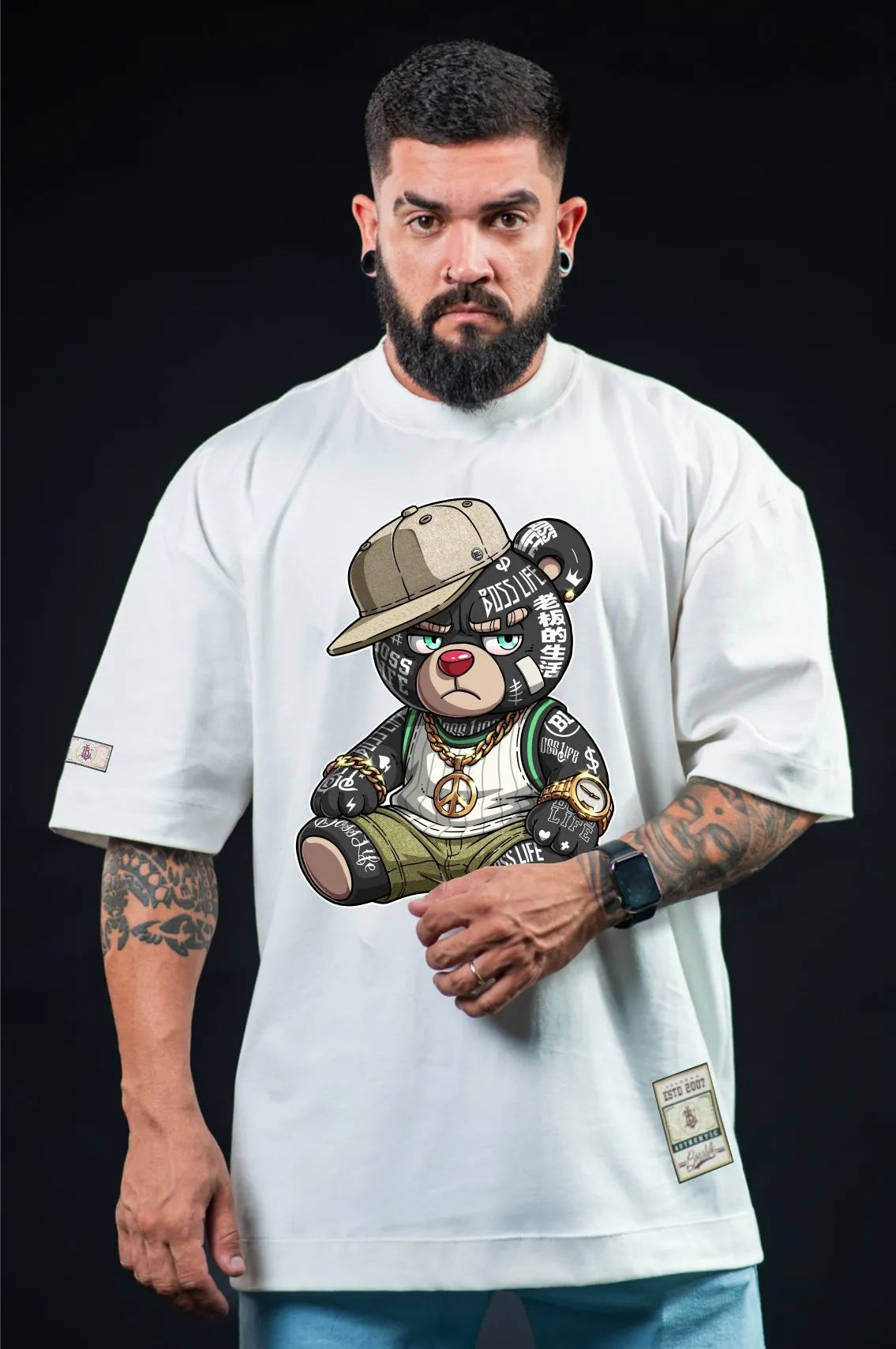 Camiseta Oversized Boss Life Rap Bear 2