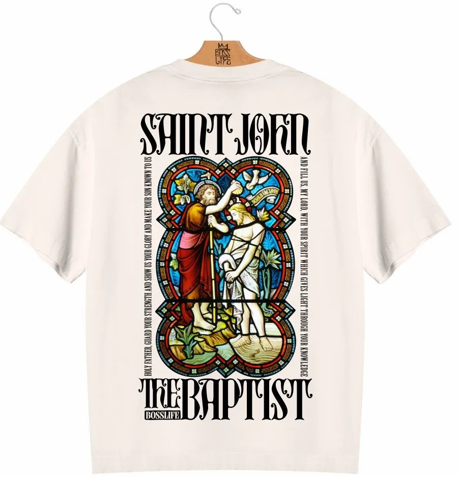 Camiseta Oversized Saint John BL Faith Frente e Costas