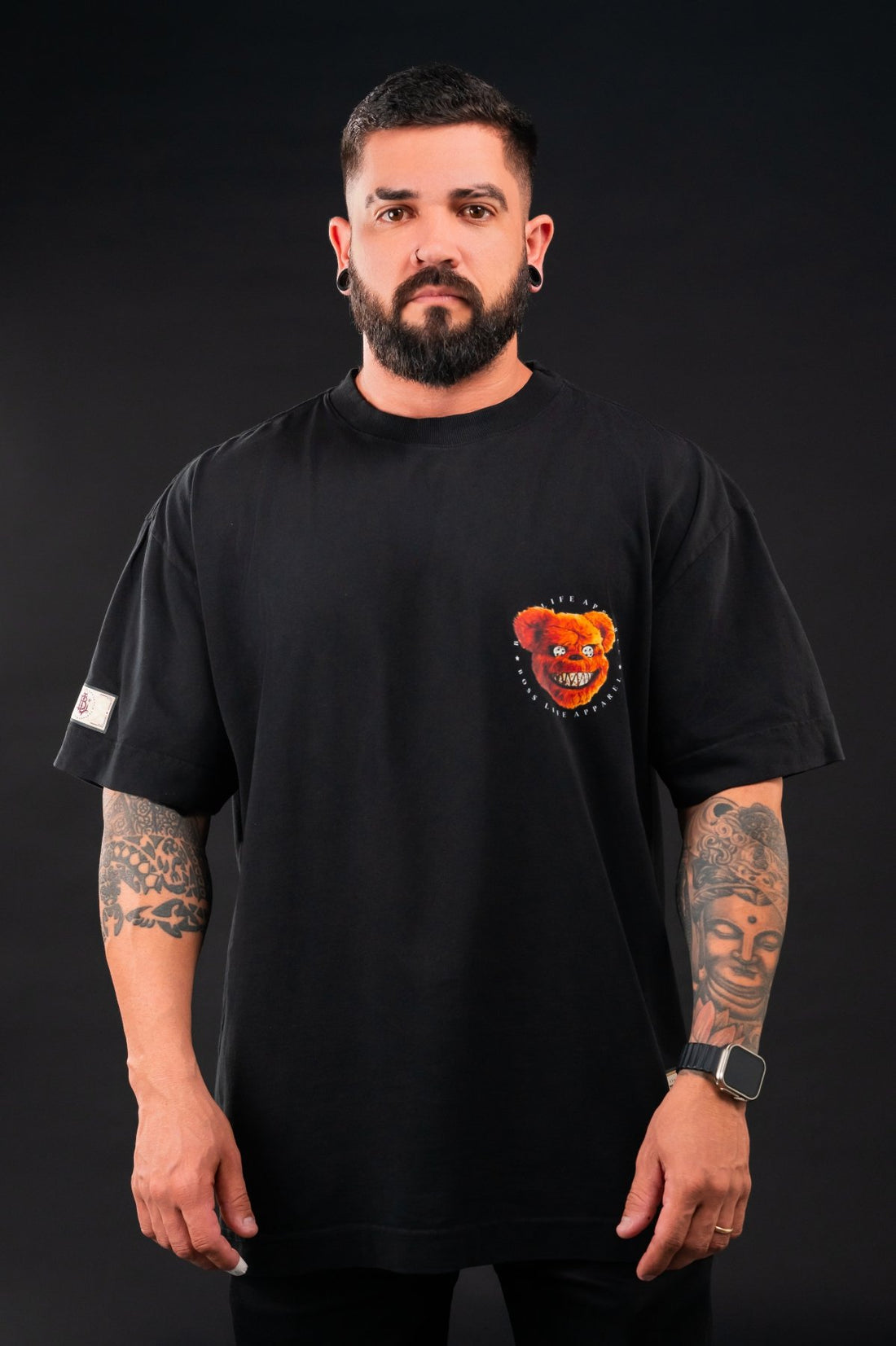Camiseta Oversized Wild Bear Frente e Costas