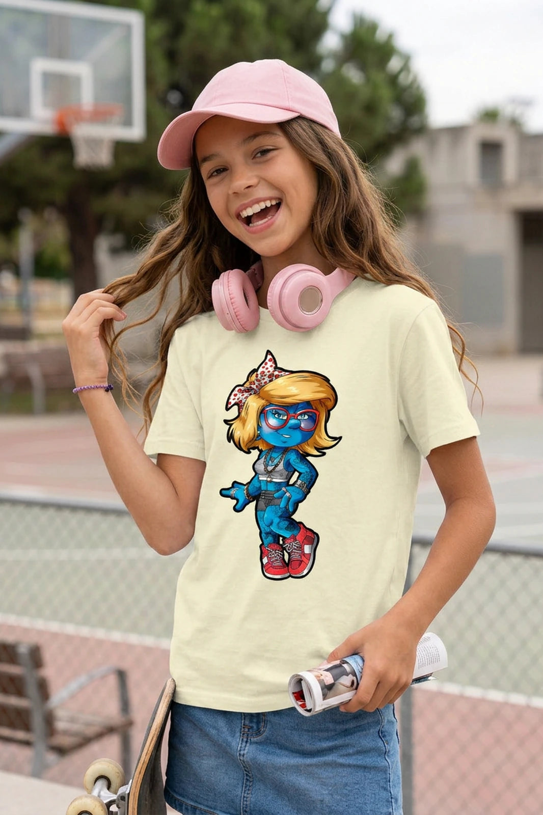 Camiseta Infantil Blue Skater Girl Boss Life - foto alternativa