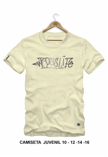 Camiseta Juvenil Lettering Graffiti Silver