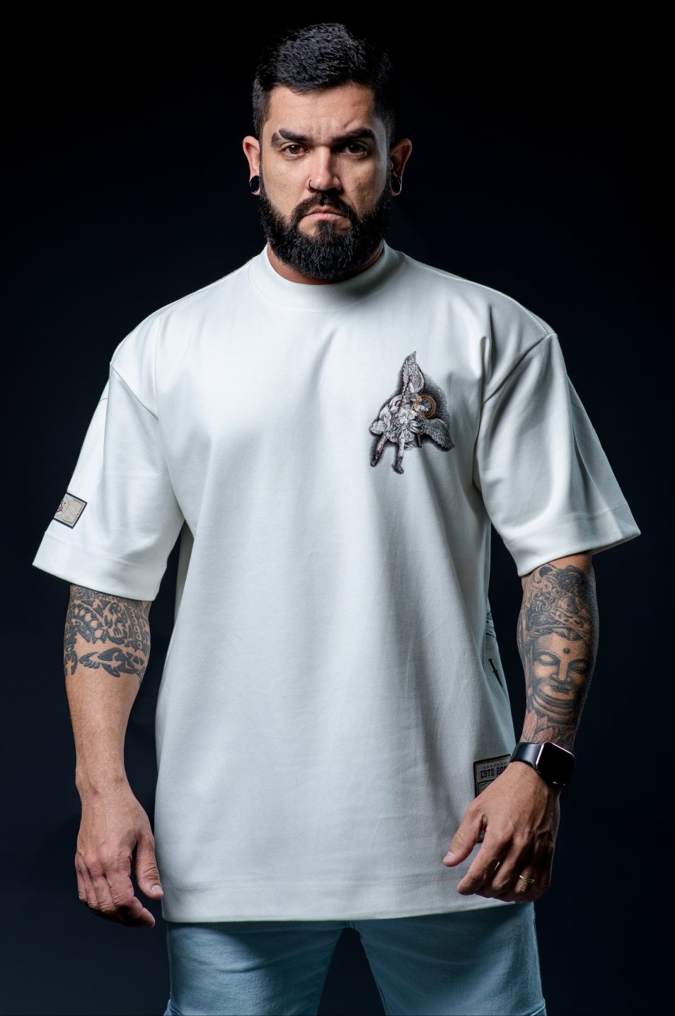 Camiseta Oversized Arcanjos Bl Faith Frente e Costas