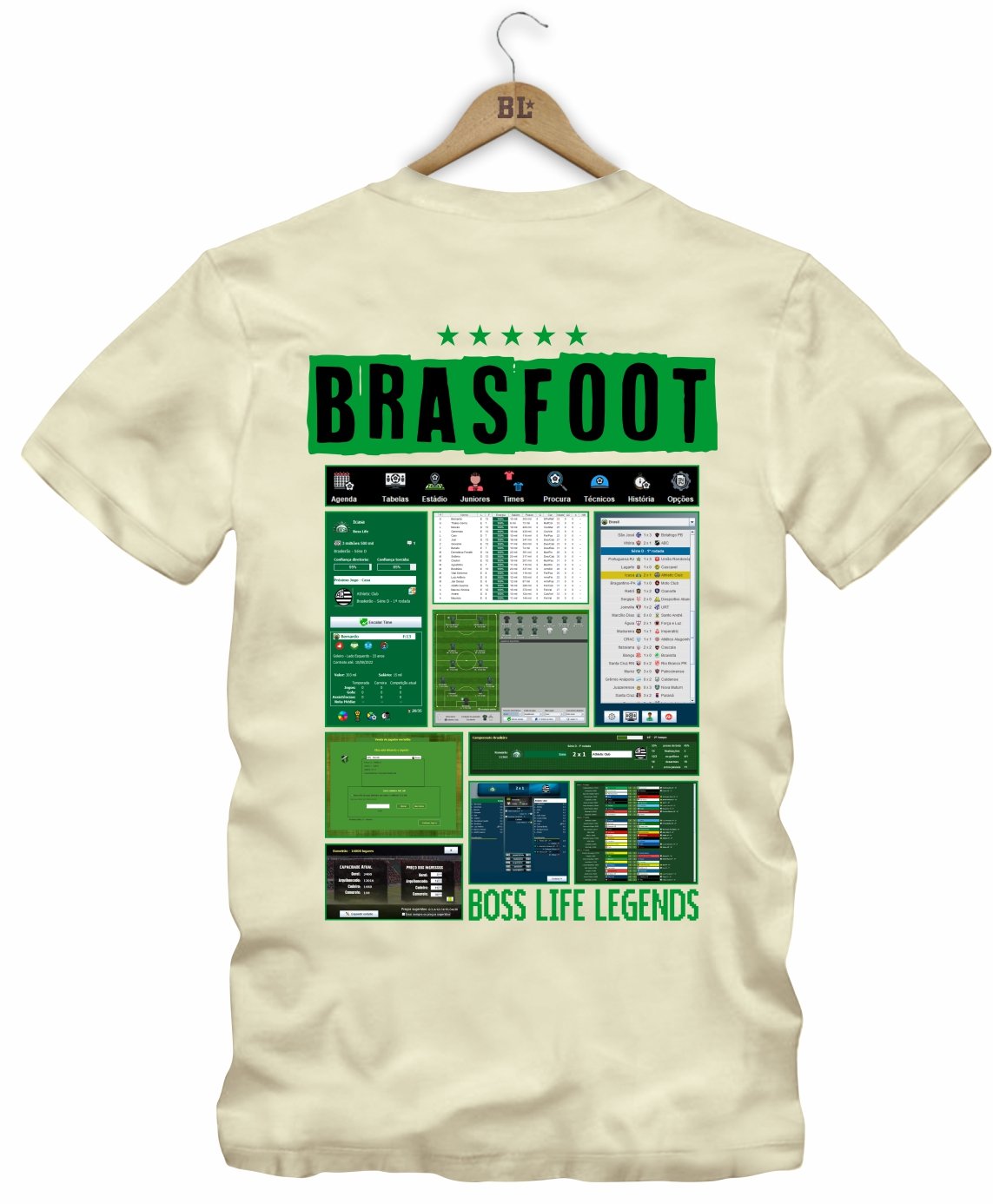 Camiseta Legends Brasfoot Manager Frente e Costas