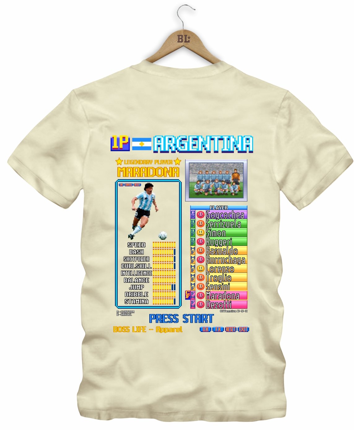 Camiseta Legends Card El Diez Frente e Costas