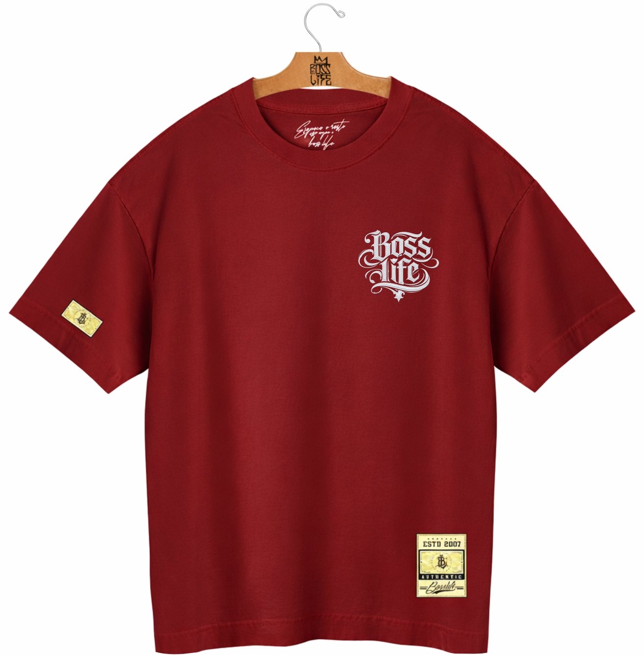 Camiseta Oversized  Boss Life Signature Bold 3 Frente e Costas