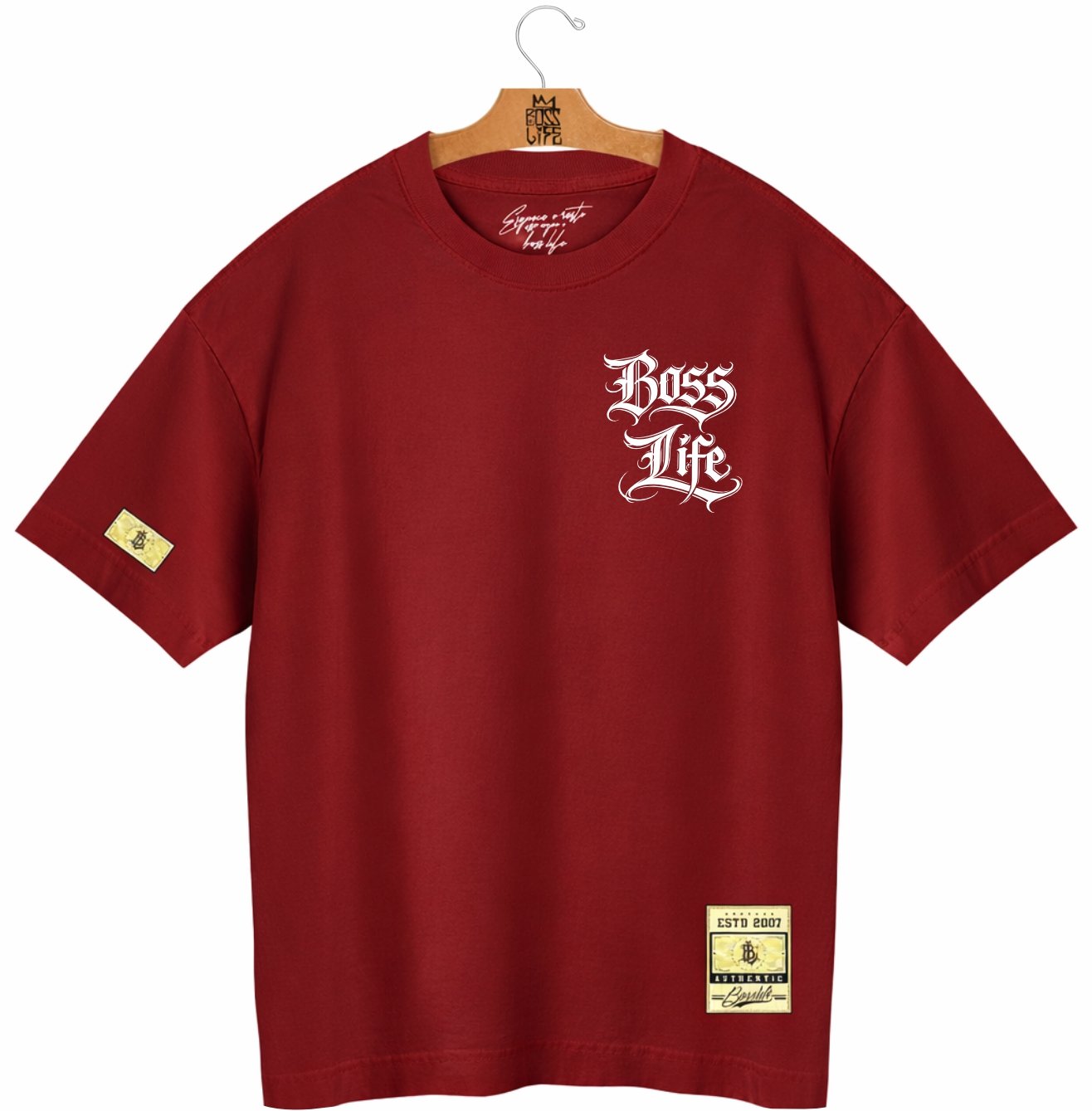 Camiseta Oversized  Boss Life Signature Core 2 Frente e Costas