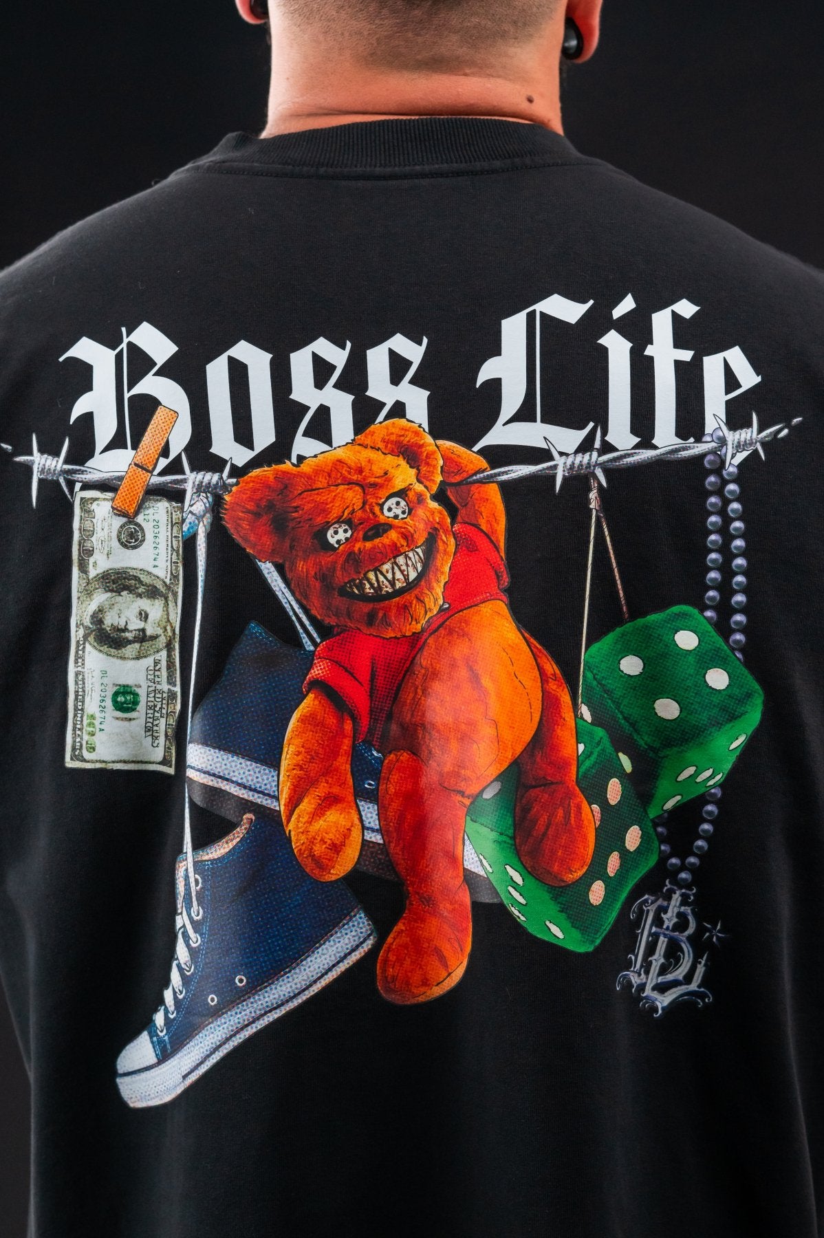 Camiseta Oversized Wild Bear Frente e Costas
