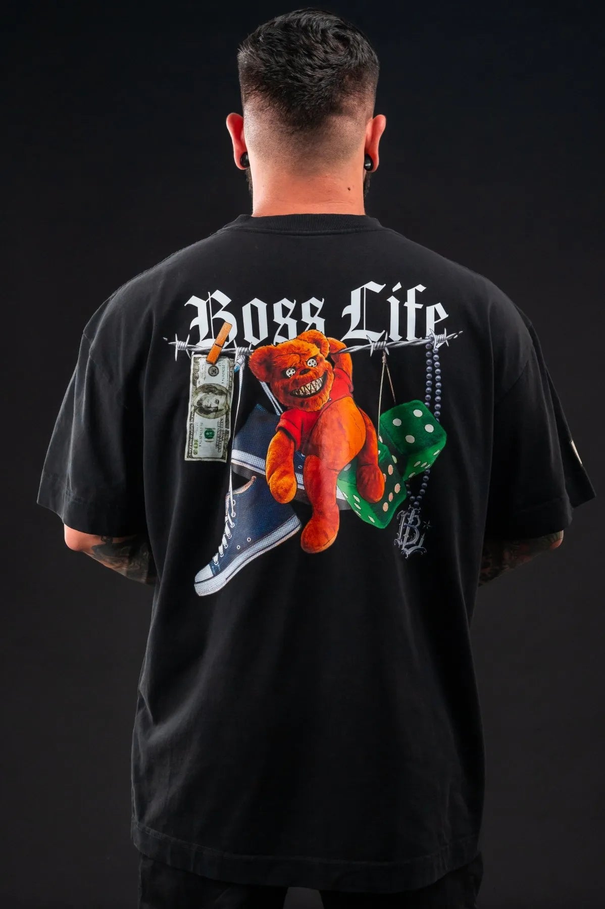 Camiseta Oversized Wild Bear Frente e Costas