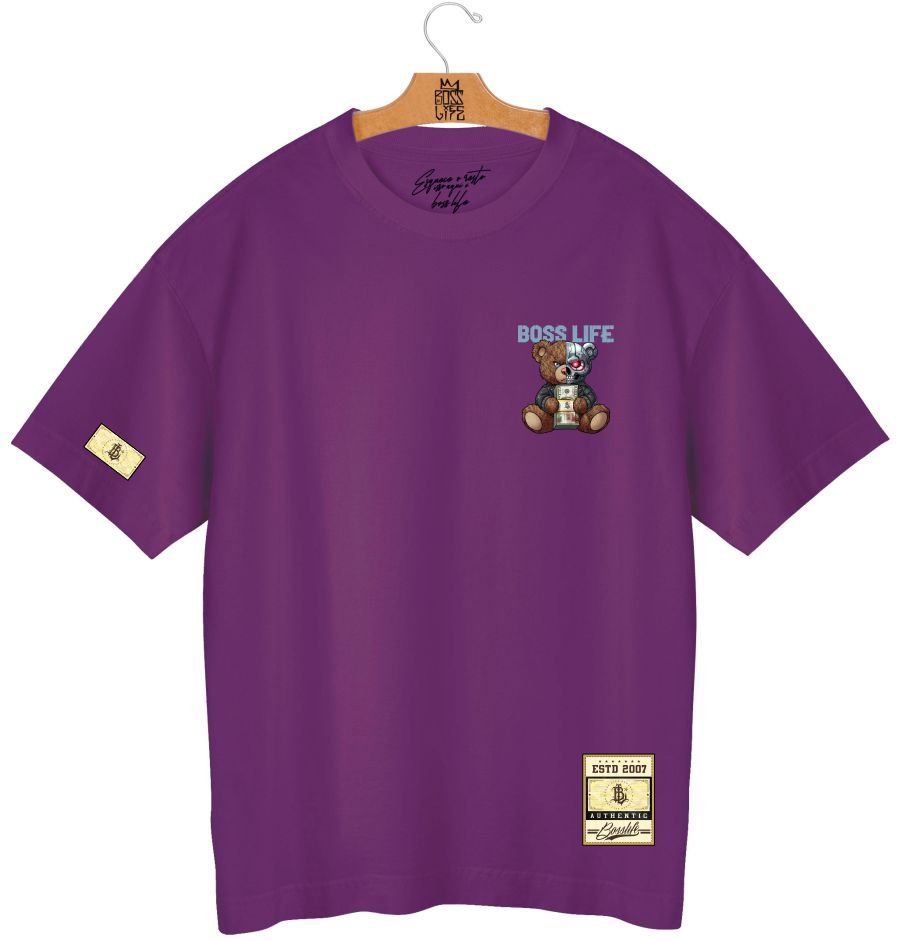Camiseta Oversized Boss Life Teddy Cyber 3 Frente e Costas