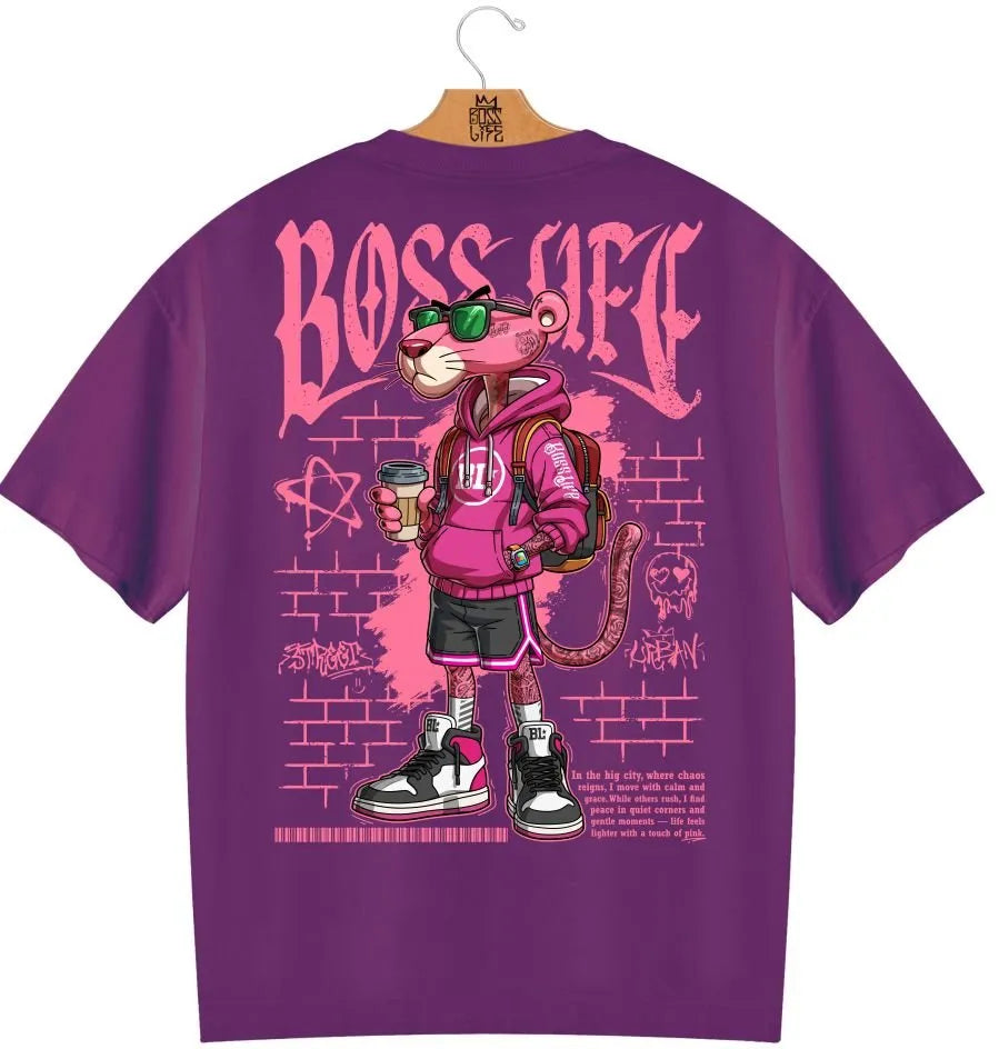 Camiseta Oversized Boss Life Style Panther 3 Frente e Costas