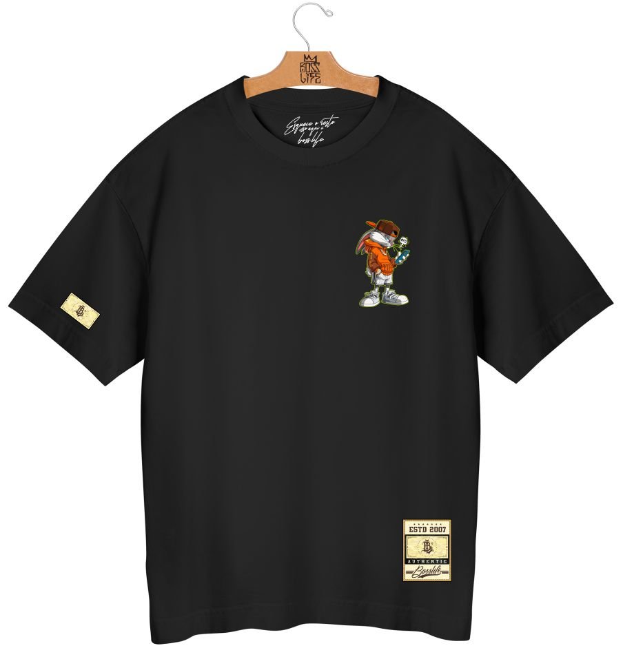 Camiseta Oversized Boss Life Bunny 3 Frente e Costas