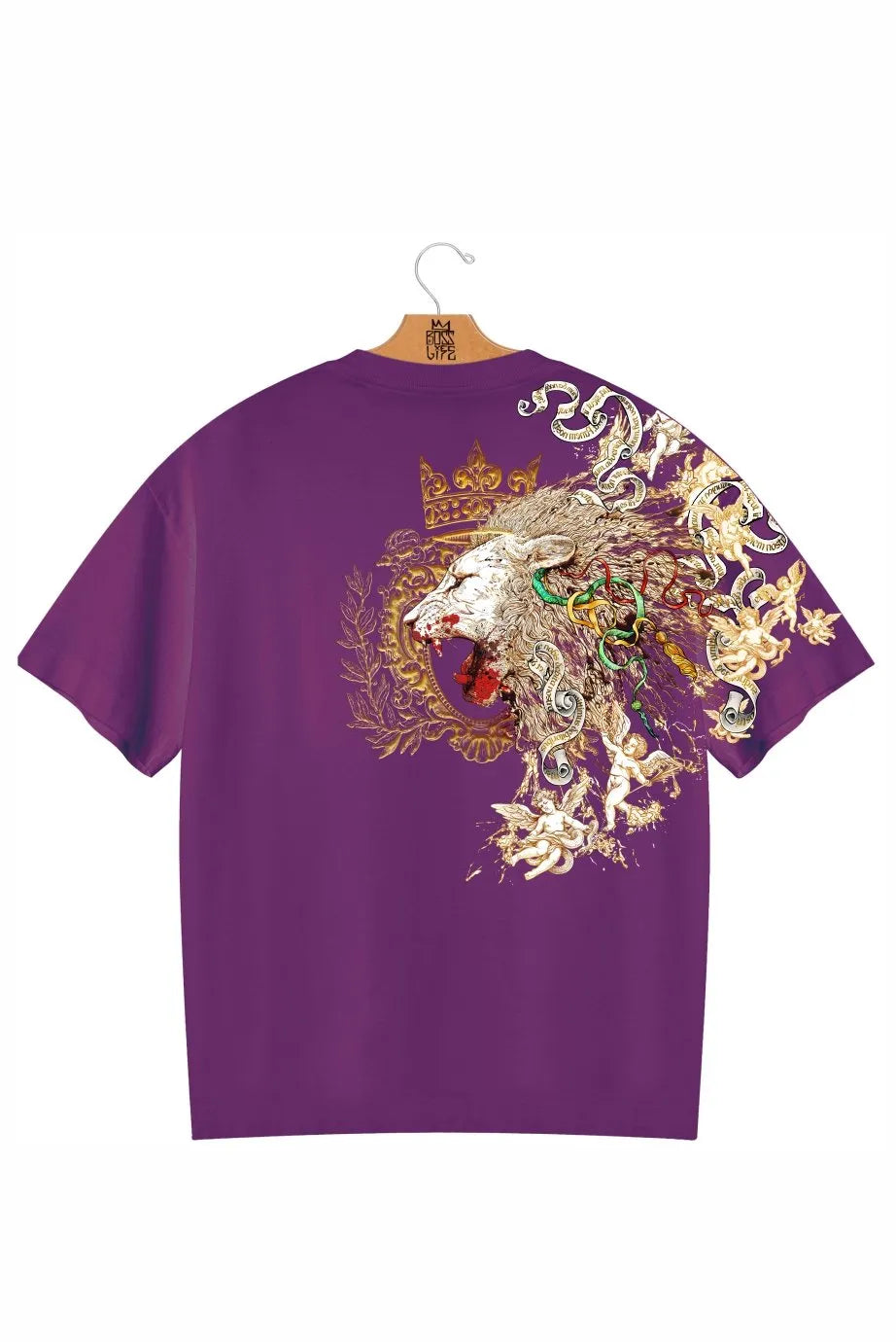Camiseta Oversized Boss Life Golden Roar Frente  e Costas