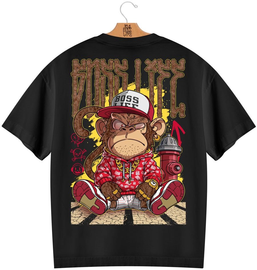 Camiseta Oversized Boss Life Style Kong 2 Frente e Costas