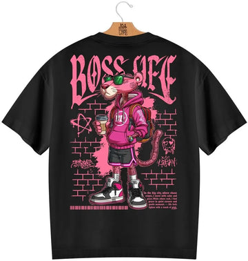 Camiseta Oversized Boss Life Style Panther 3 Frente e Costas