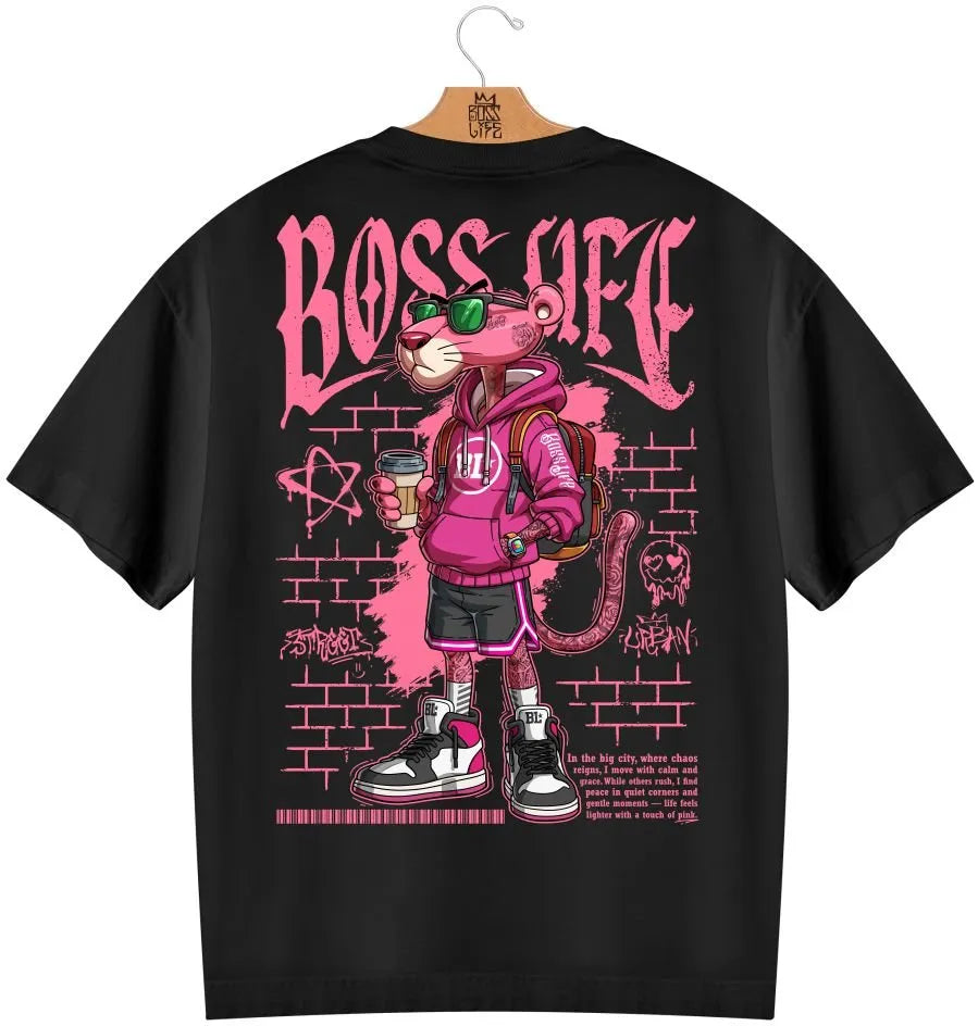 Camiseta Oversized Boss Life Style Panther 3 Frente e Costas