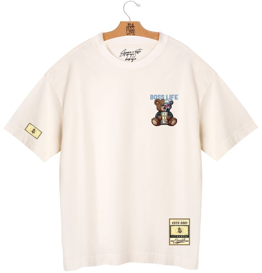 Camiseta Oversized Boss Life Teddy Cyber 3 Frente e Costas