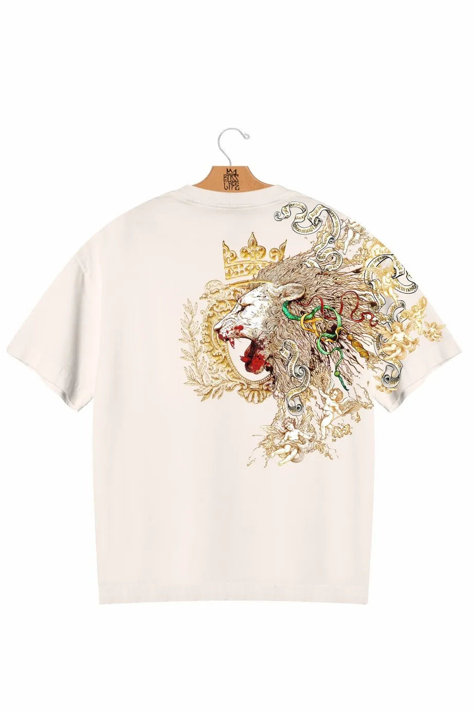 Camiseta Oversized Boss Life Golden Roar Frente  e Costas