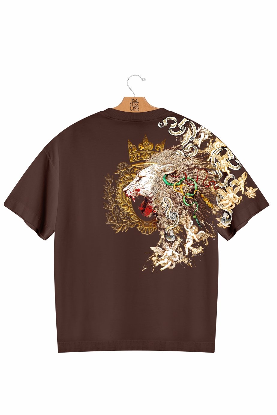 Camiseta Oversized Boss Life Golden Roar Frente  e Costas