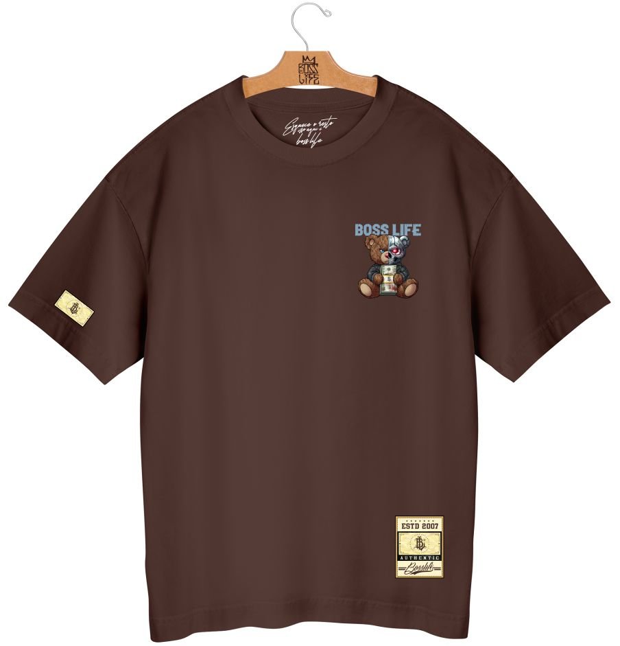 Camiseta Oversized Boss Life Teddy Cyber 3 Frente e Costas