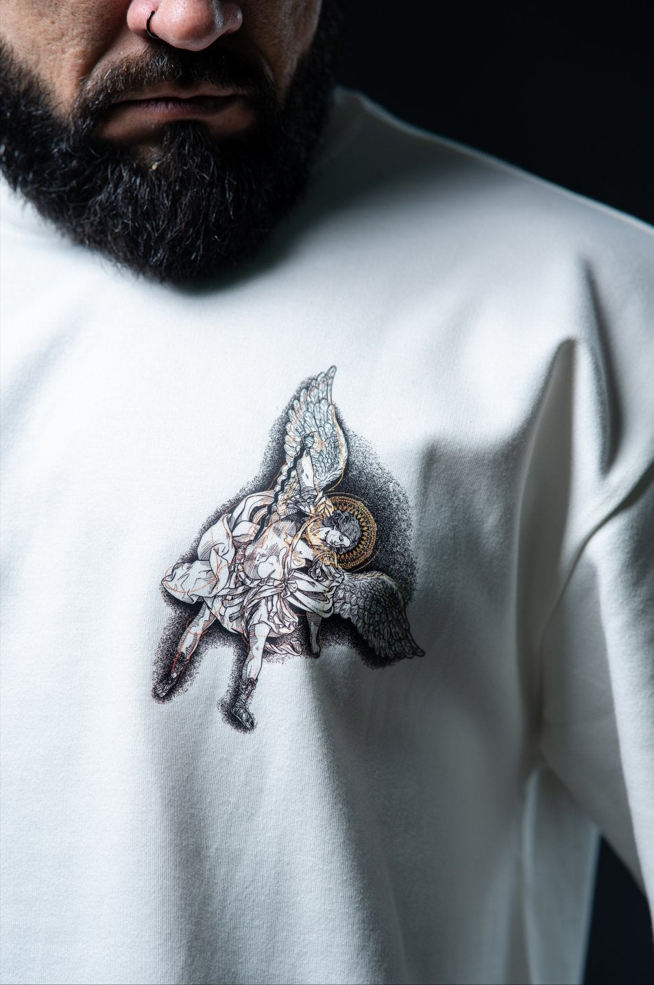 Camiseta Oversized Arcanjos Bl Faith Frente e Costas