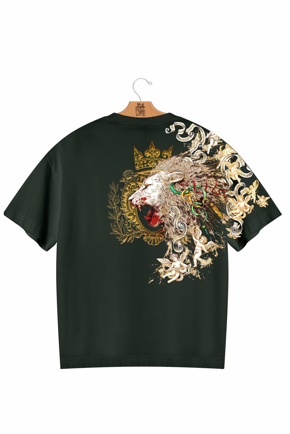 Camiseta Oversized Boss Life Golden Roar Frente  e Costas