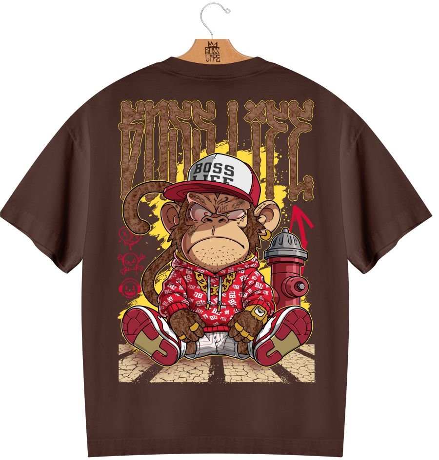 Camiseta Oversized Boss Life Style Kong 2 Frente e Costas