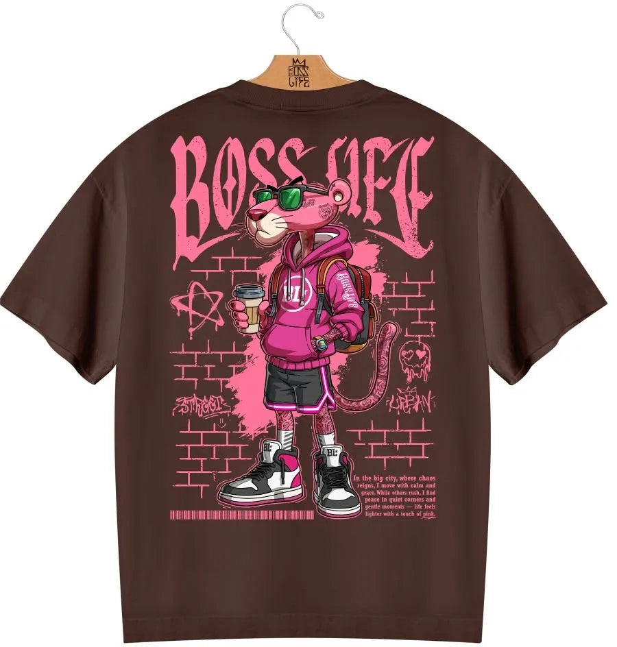 Camiseta Oversized Boss Life Style Panther 3 Frente e Costas