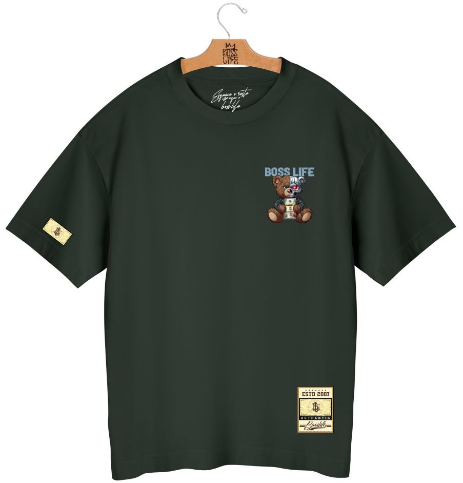 Camiseta Oversized Boss Life Teddy Cyber 3 Frente e Costas