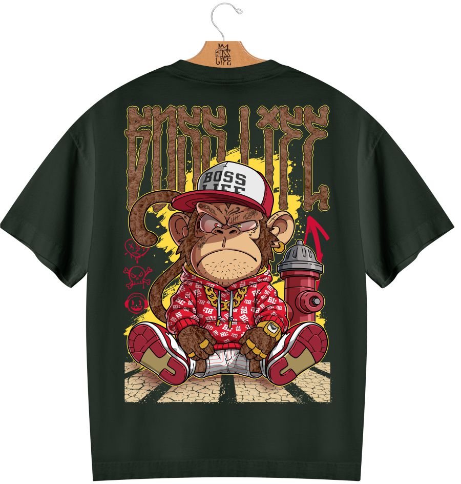 Camiseta Oversized Boss Life Style Kong 2 Frente e Costas