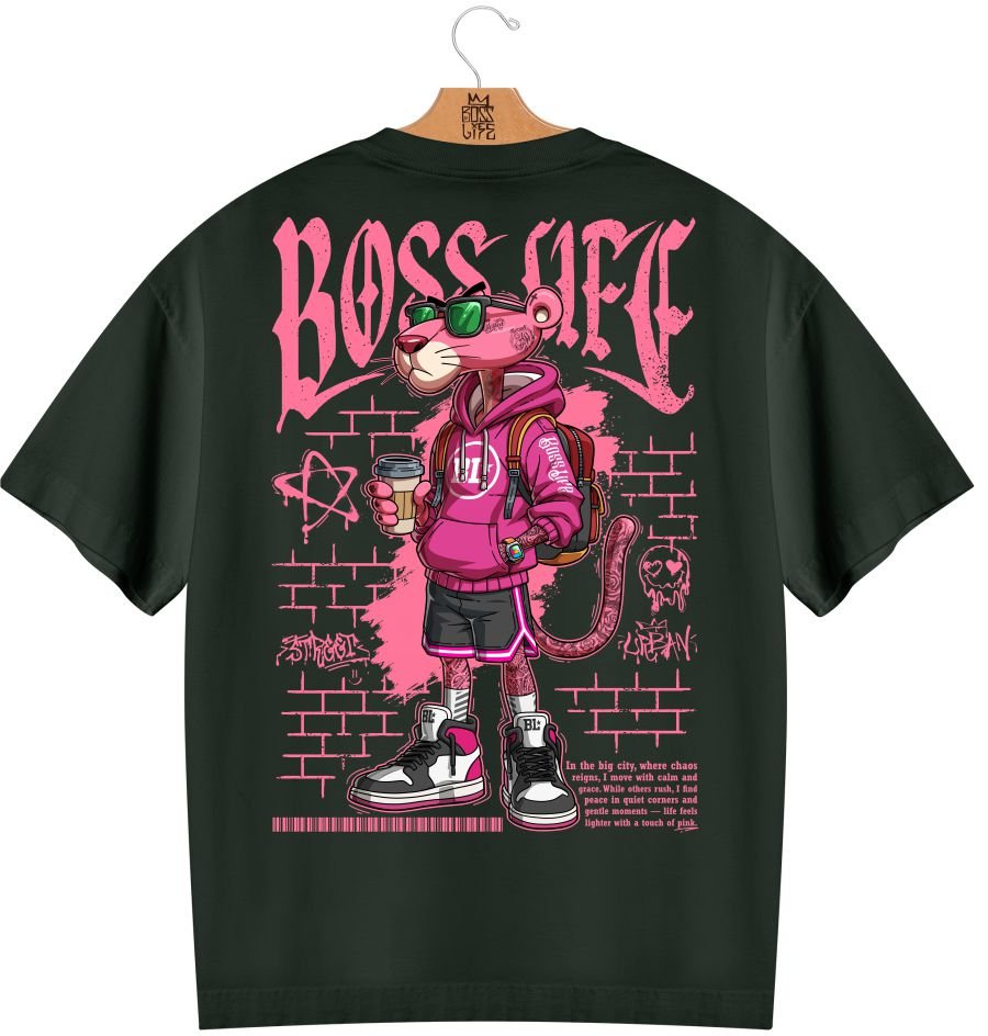 Camiseta Oversized Boss Life Style Panther 3 Frente e Costas