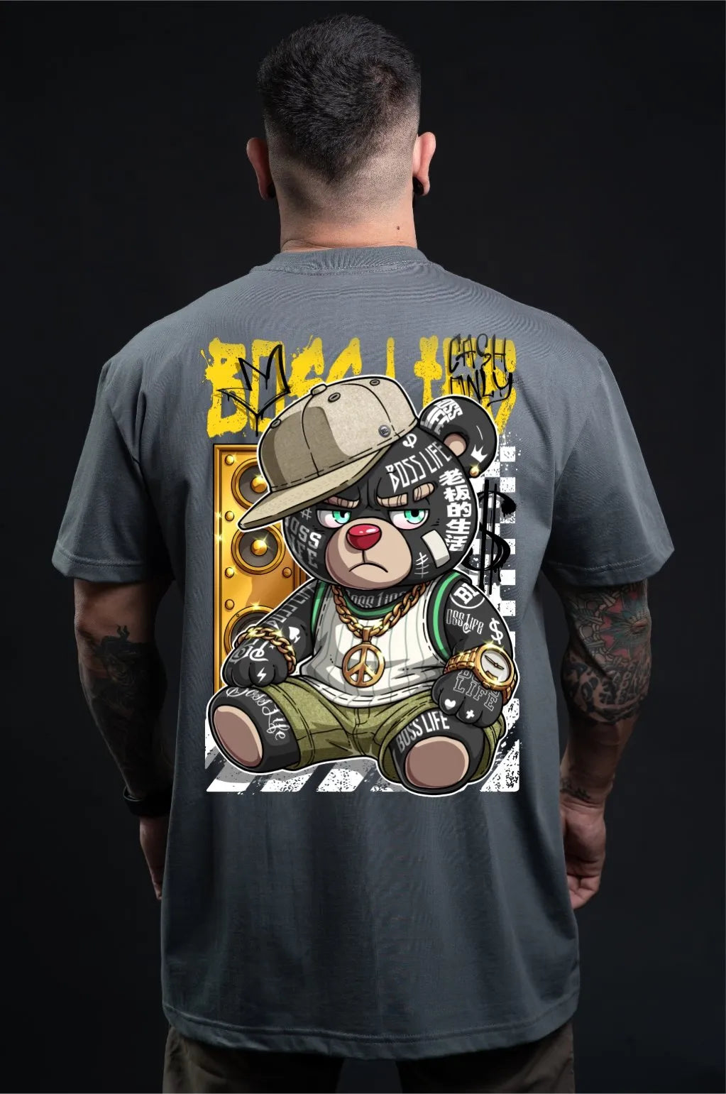 Camiseta Boss Life Rap Bear Frente e Costas