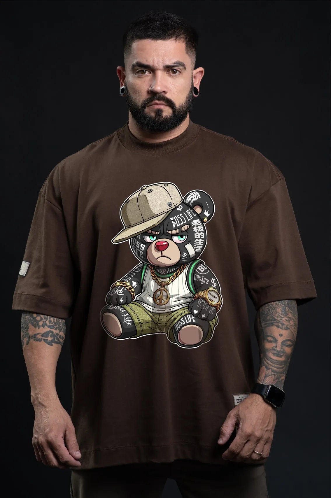 Camiseta Oversized Boss Life Rap Bear 2