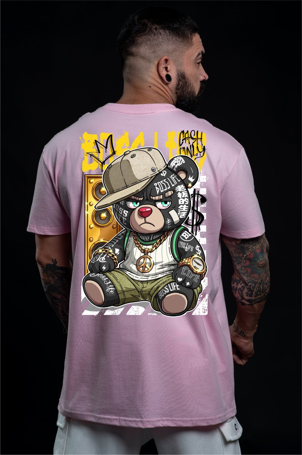 Camiseta Boss Life Rap Bear Frente e Costas