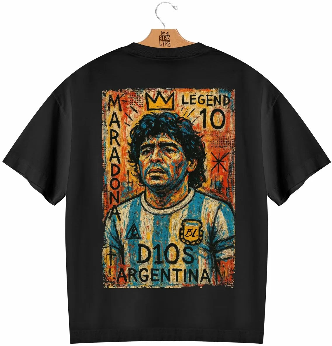 Camiseta Oversized Legends El Diez Frente e Costas